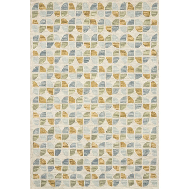 Justina Blakeney x Loloi Handmade Hand Hooked Wool Cream/Blue Rug